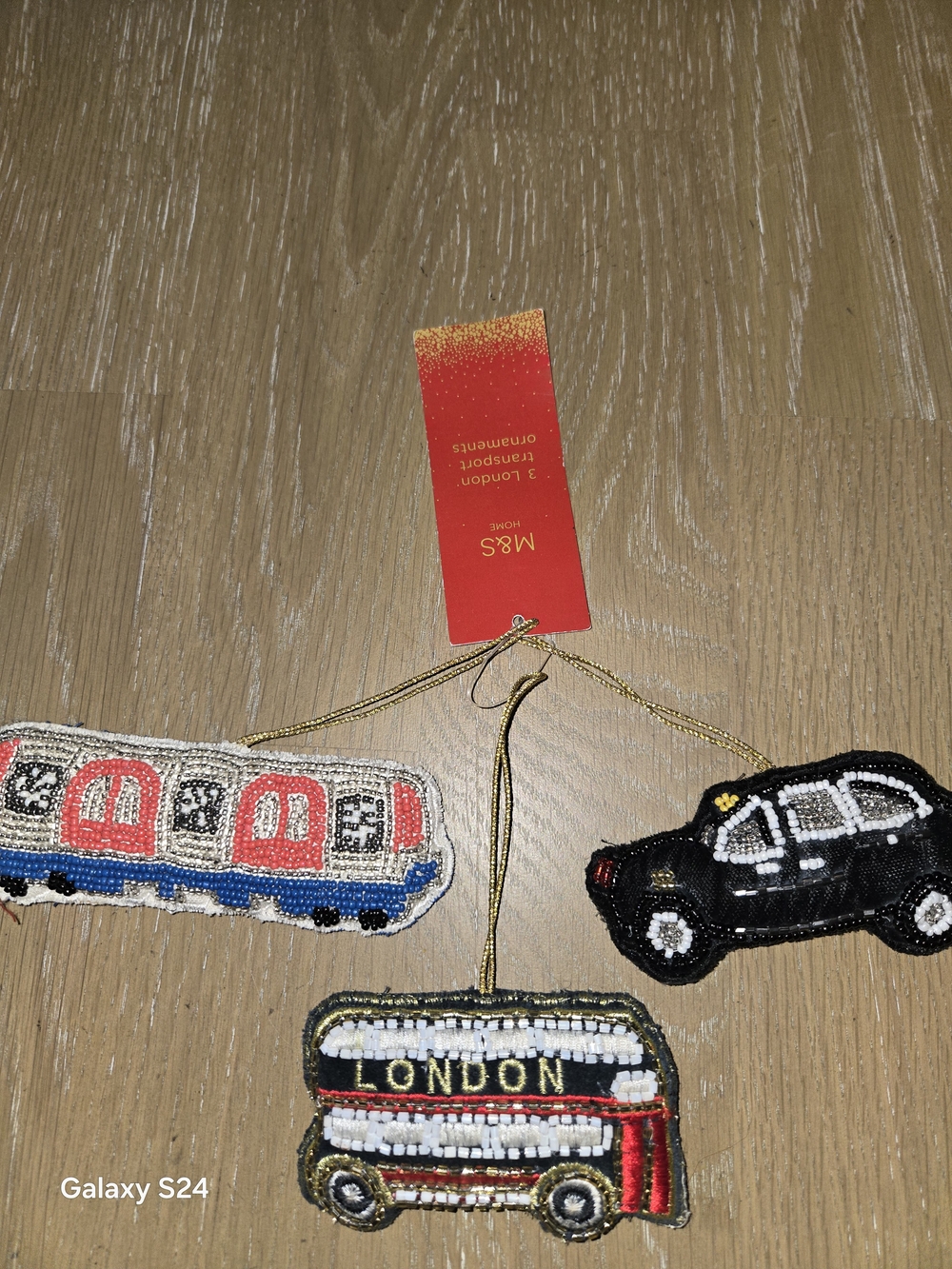 Beaded M&S Home 3 London Transport Ornaments New